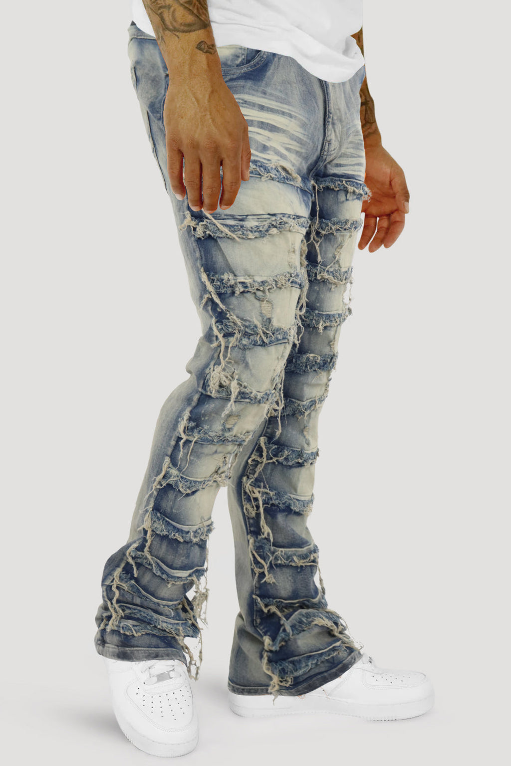 Distressed Layered Stacked Denim (Tint) (S3016)
