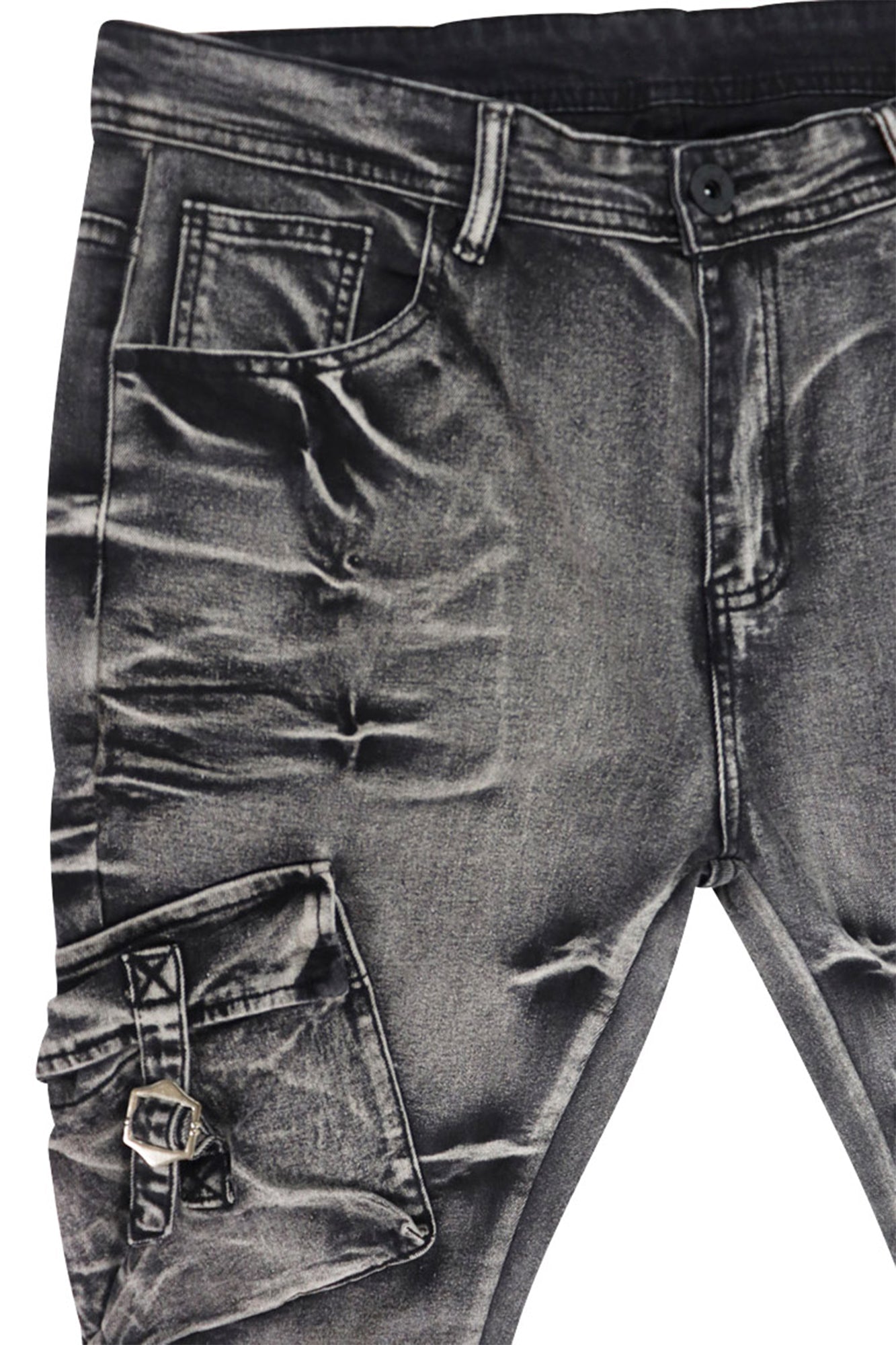 Cargo Shine Super Stacked Denim (Black Wash)