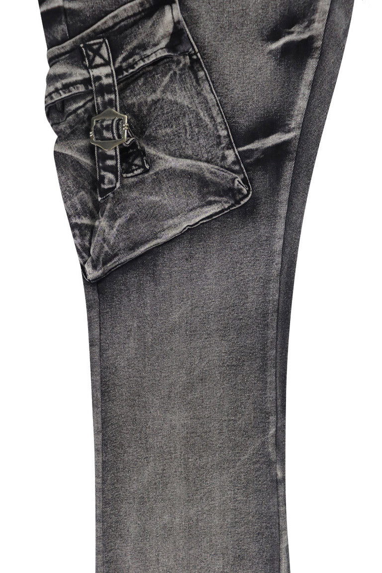 Cargo Shine Super Stacked Denim (Black Wash)