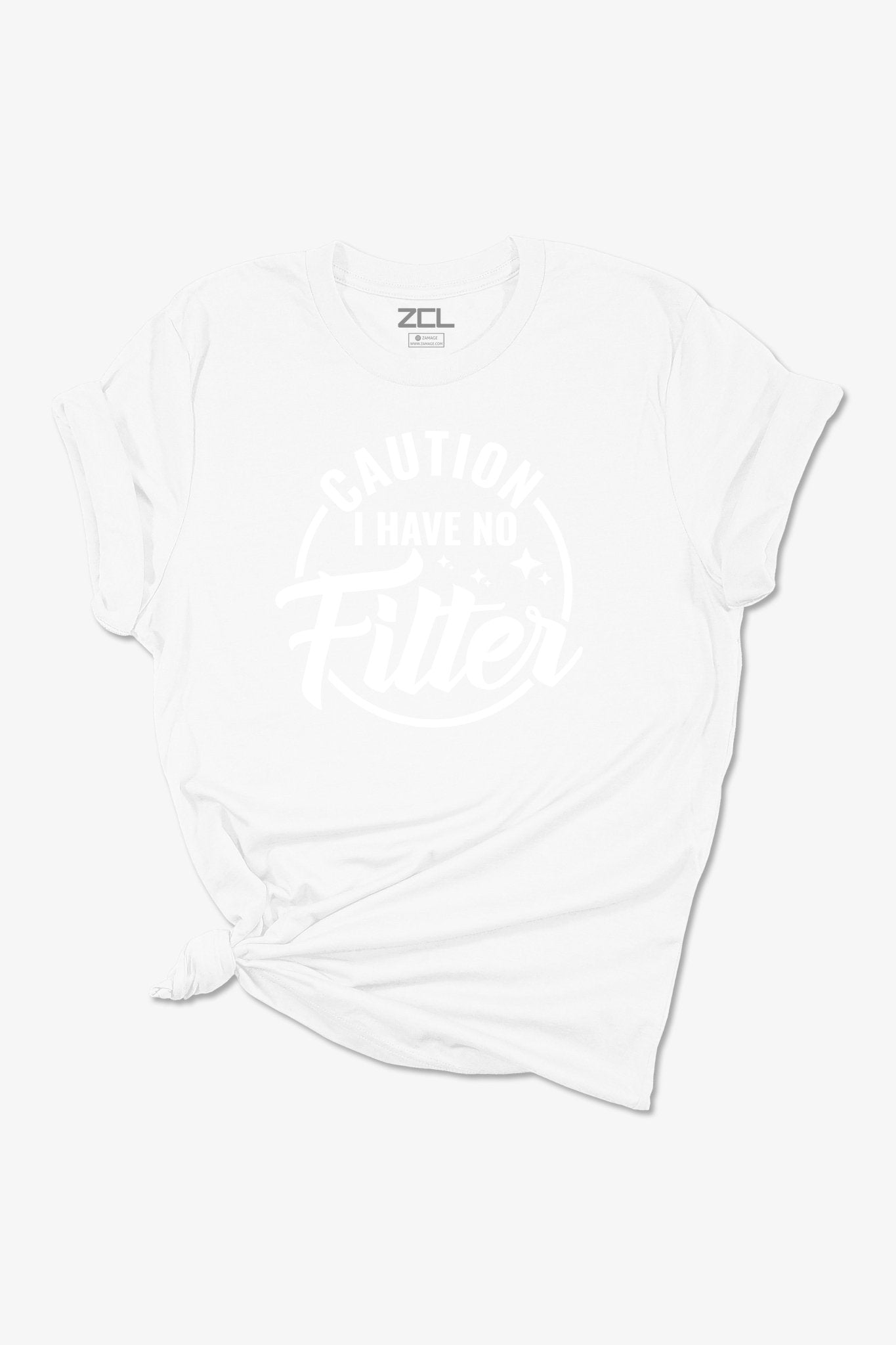 Caution I Have No Filter Women's Tee (White Logo)