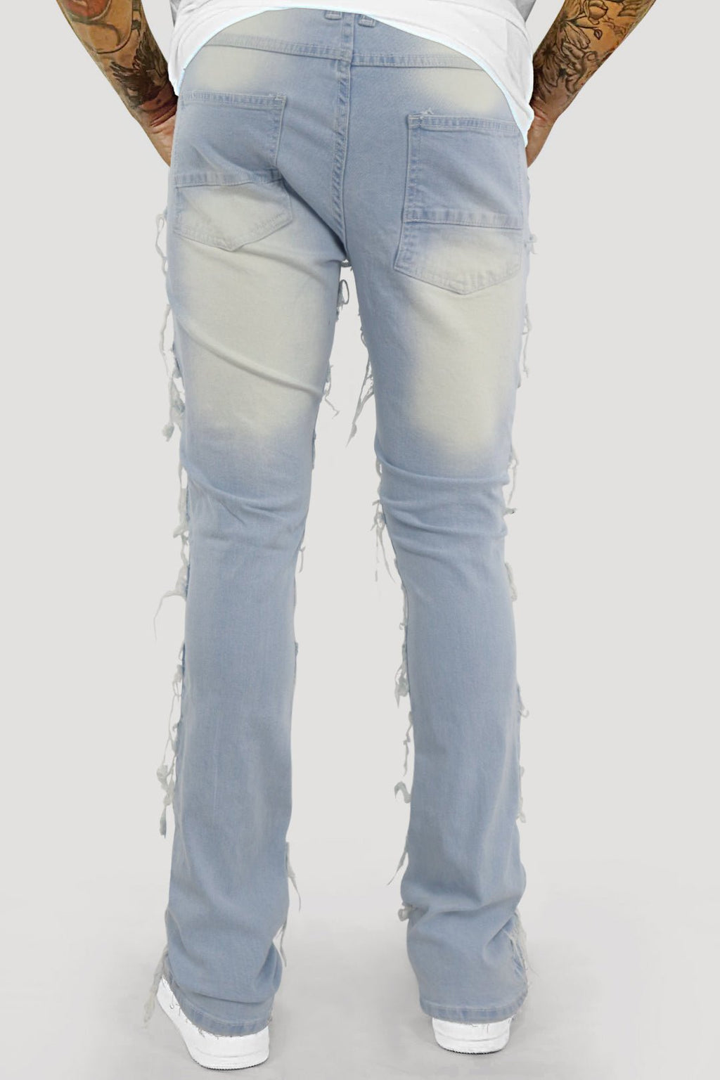 Distressed Layered Stacked Denim (Light Blue) (S3016)