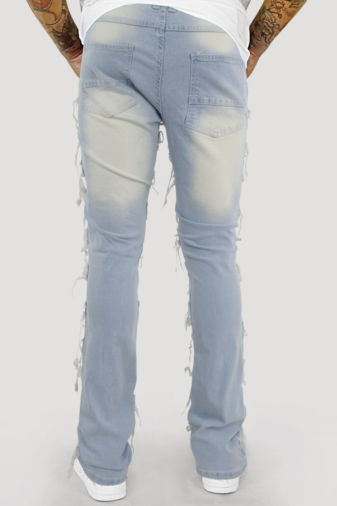 Distressed Layered Stacked Denim (Light Blue) (S3016)