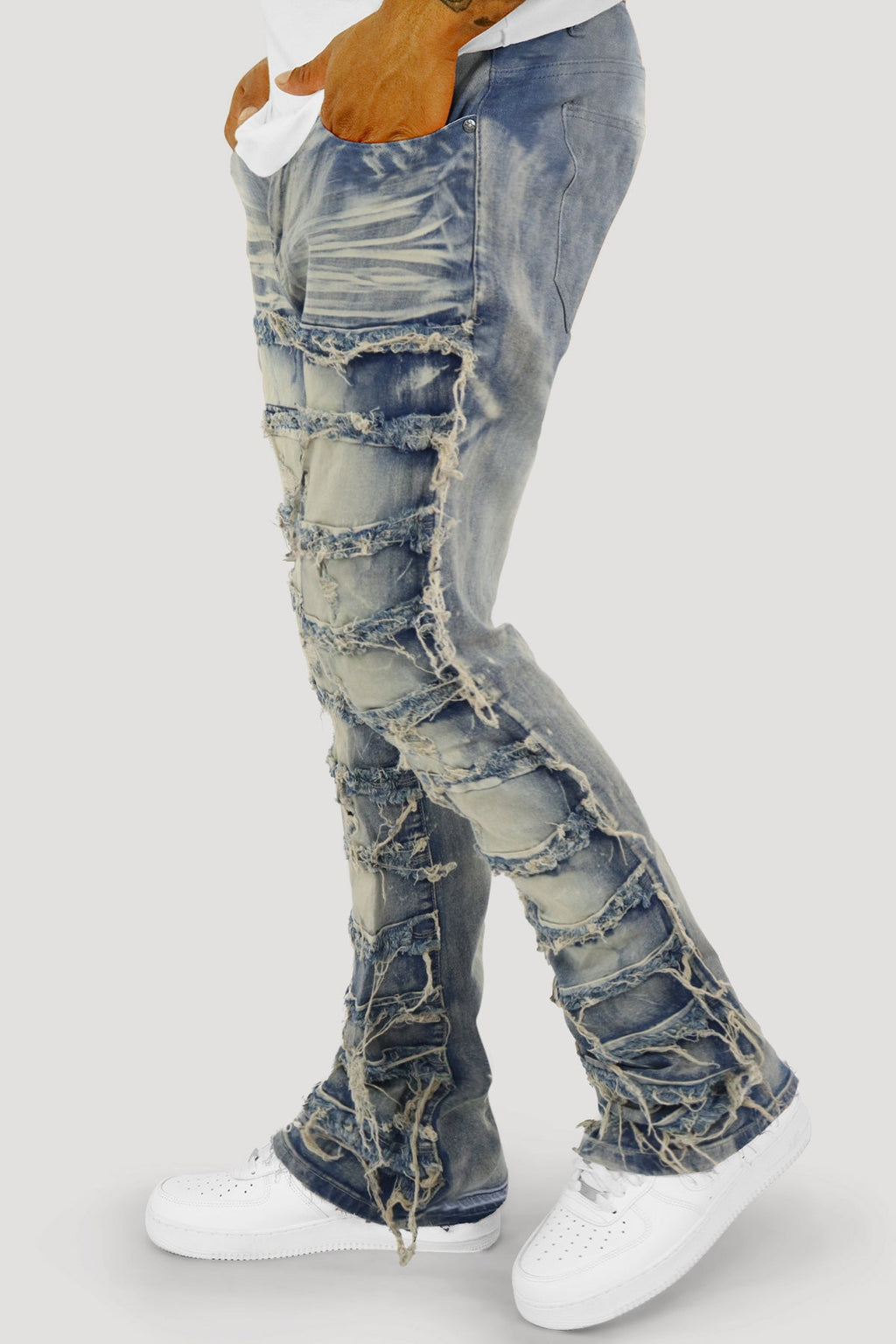Distressed Layered Stacked Denim (Tint) (S3016)