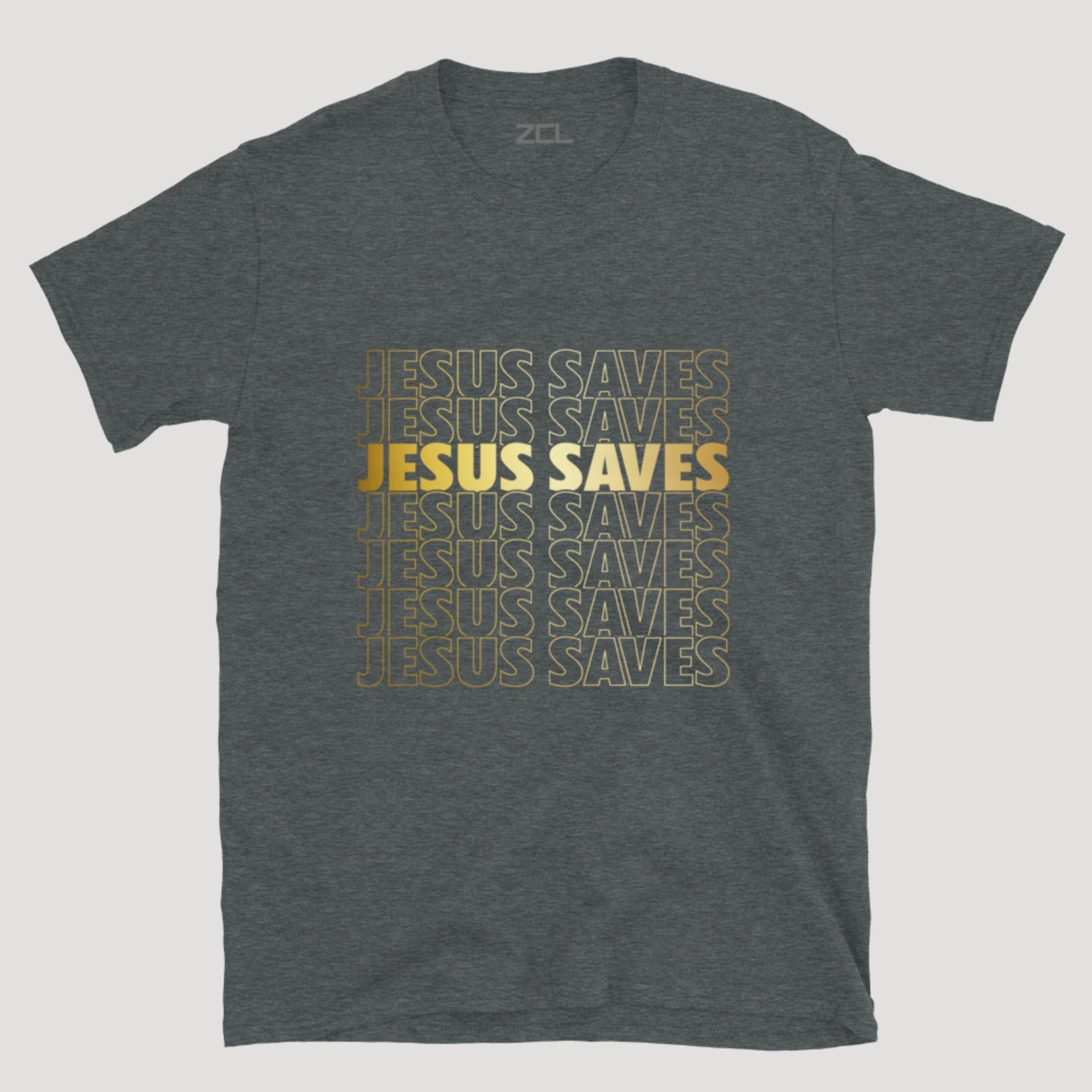 Jesus Saves Tee (Gold Logo)