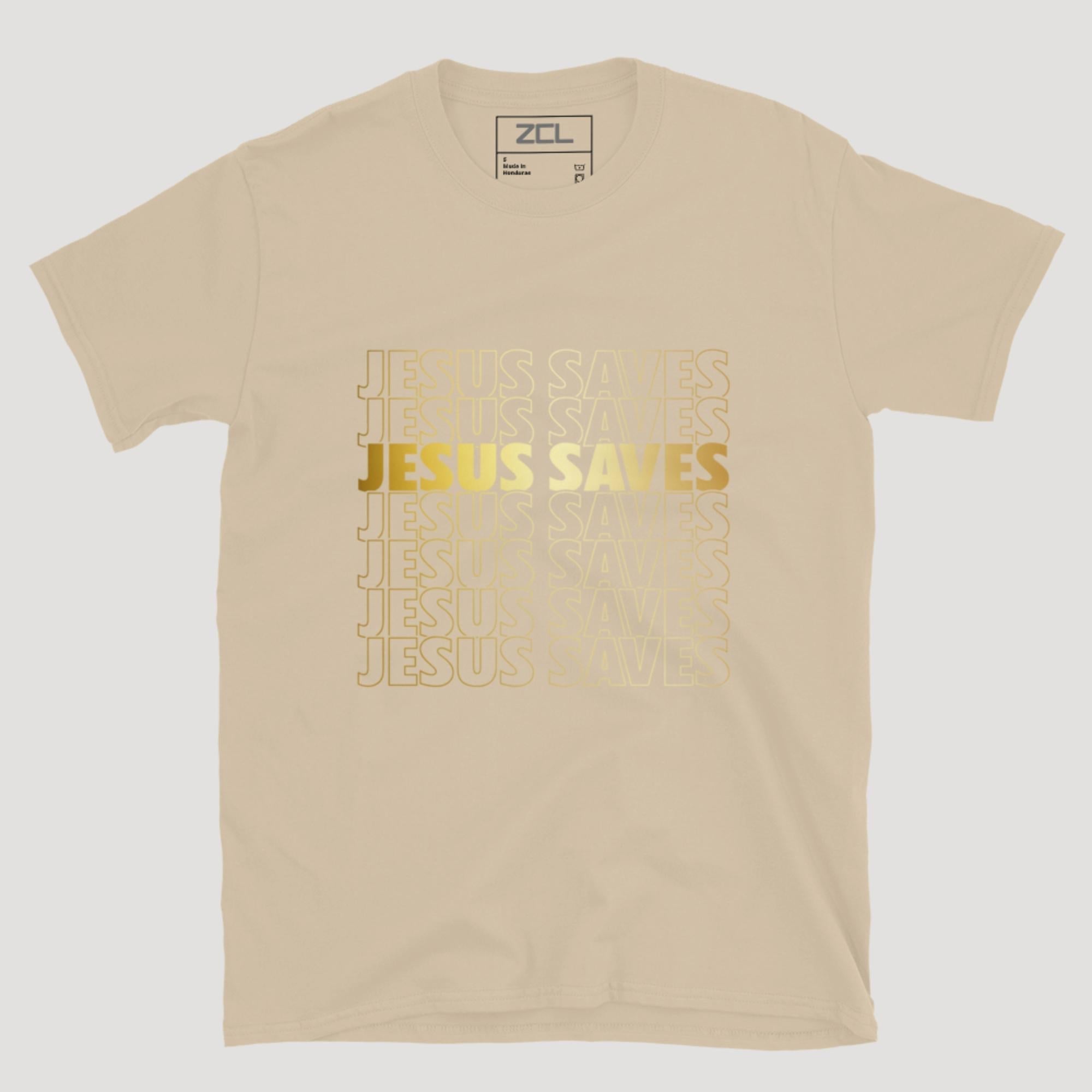 Jesus Saves Tee (Gold Logo)