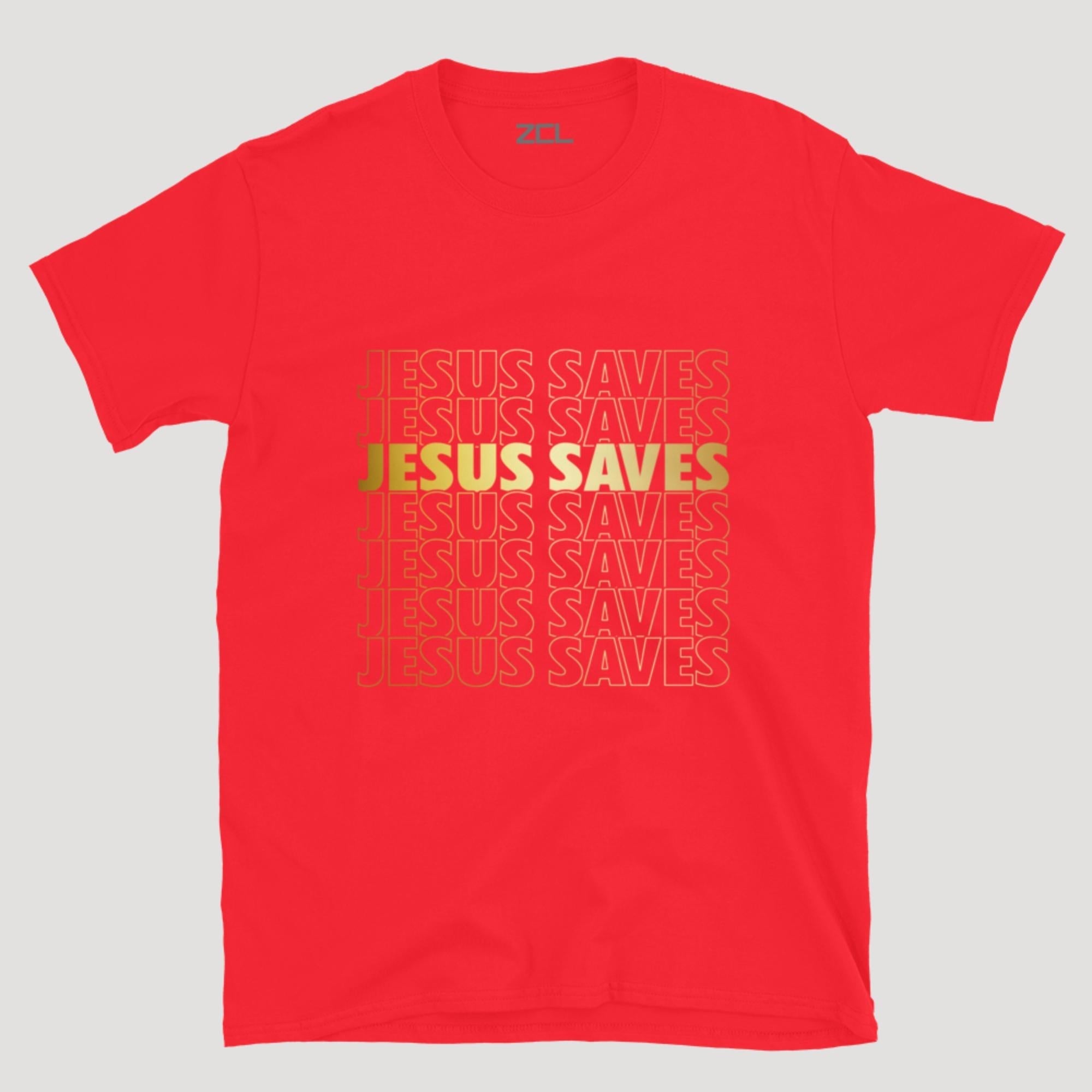 Jesus Saves Tee (Gold Logo)