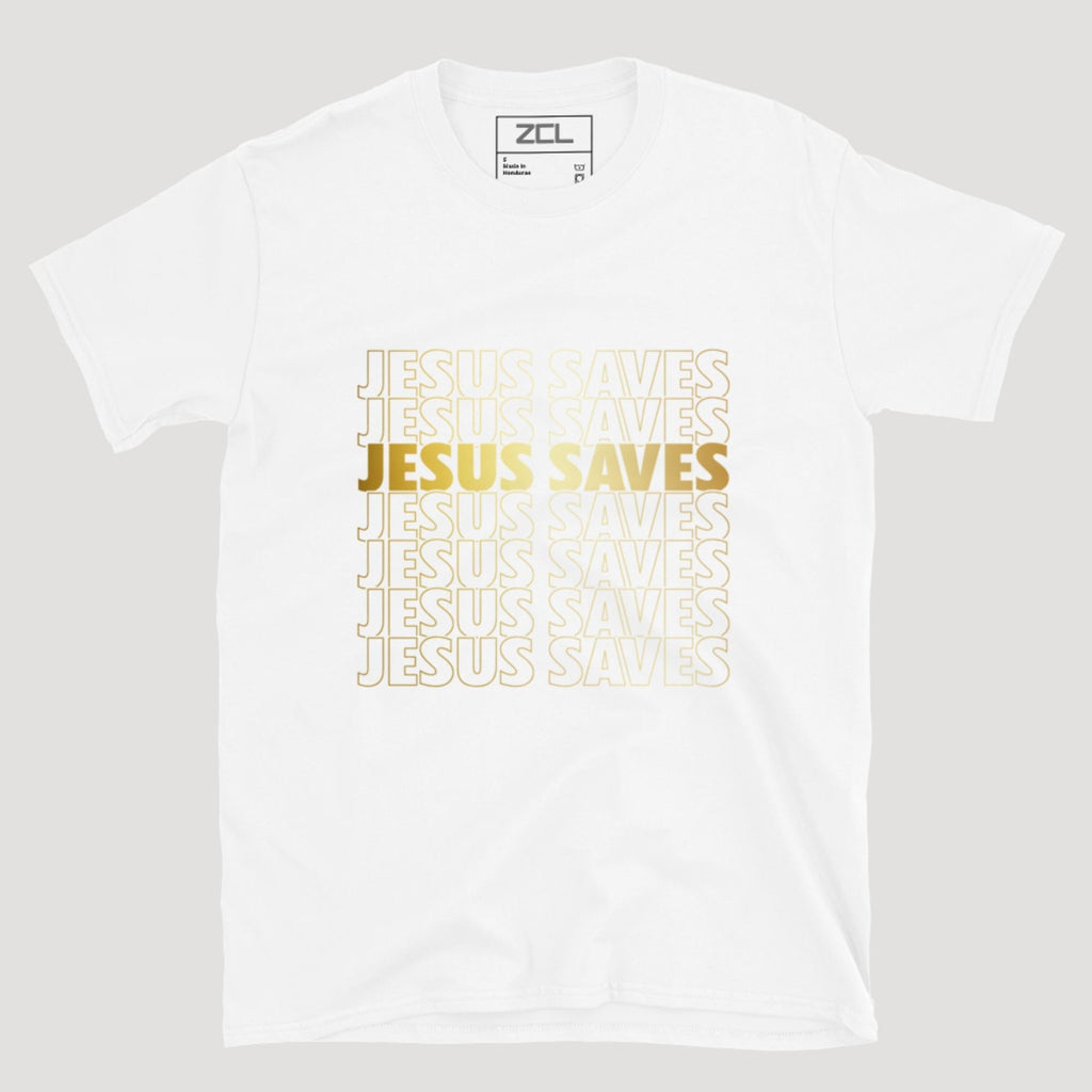 Jesus Saves Tee (Gold Logo)