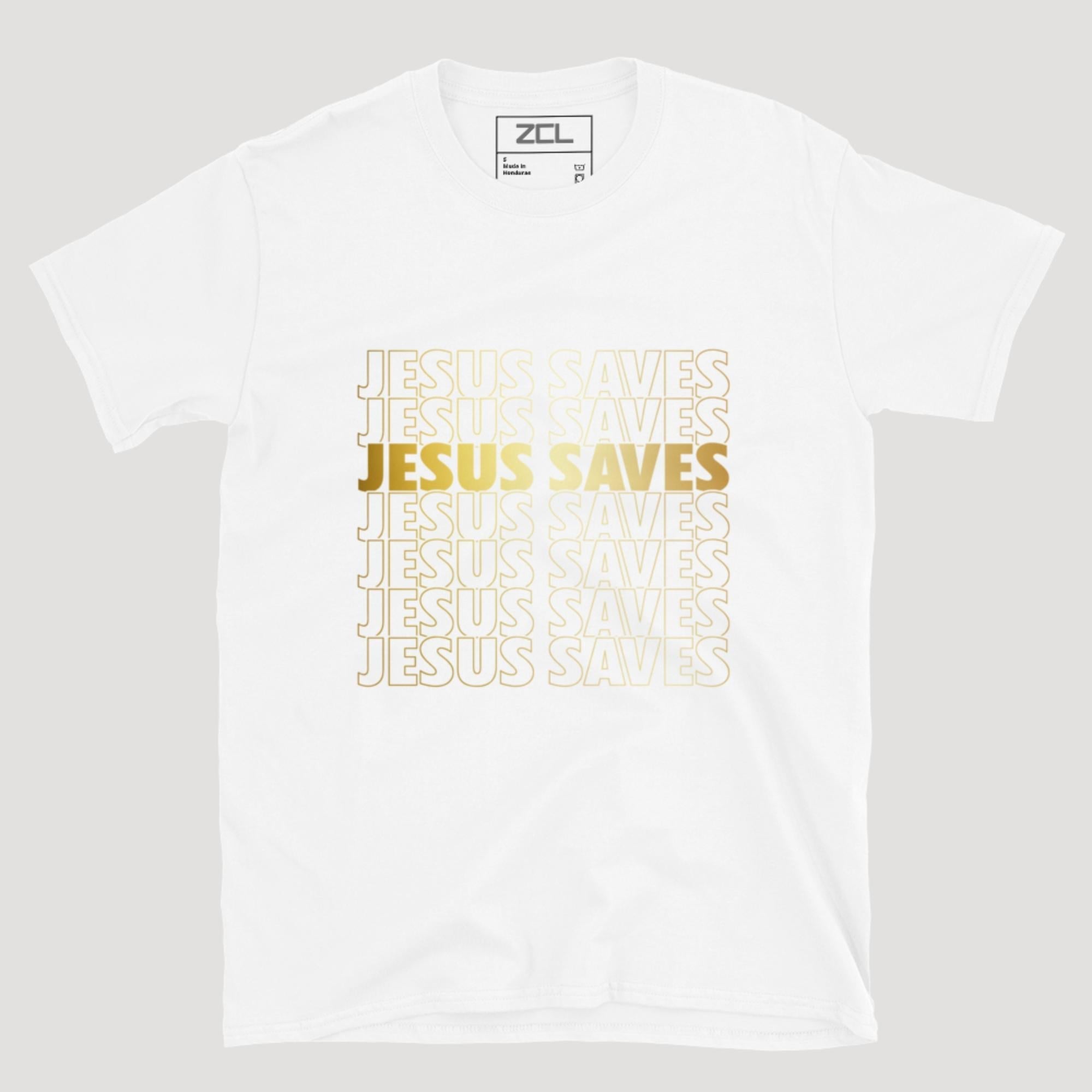 Jesus Saves Tee (Gold Logo)