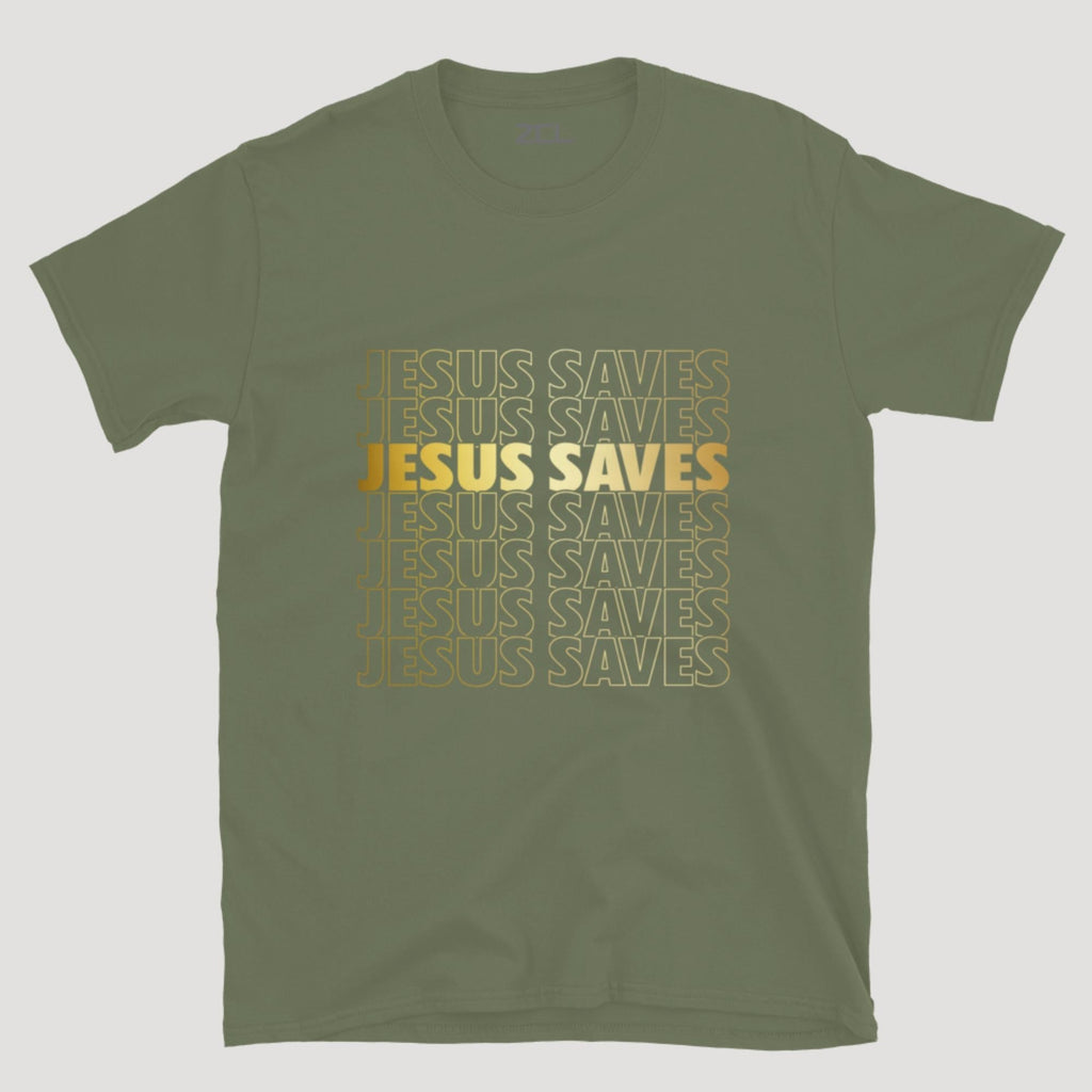 Jesus Saves Tee (Gold Logo)
