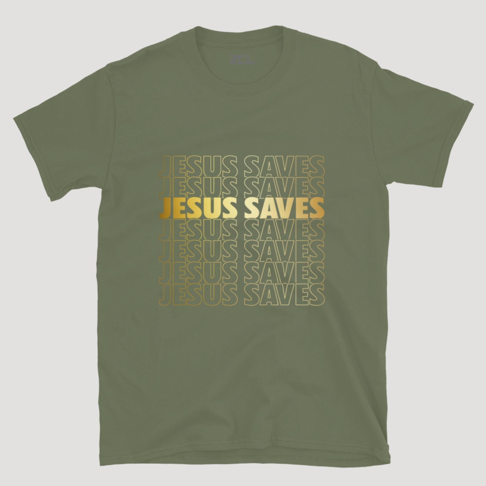 Jesus Saves Tee (Gold Logo)