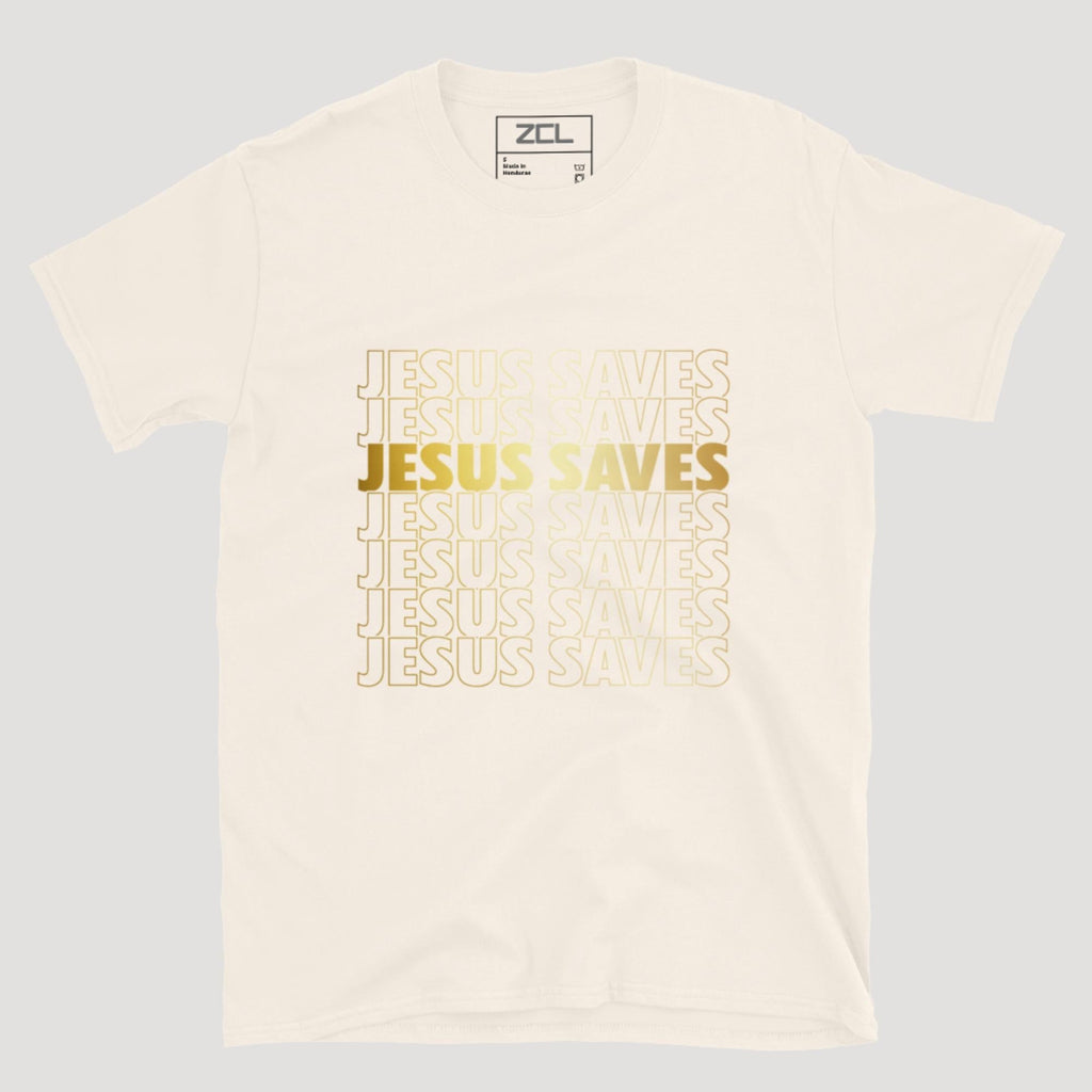 Jesus Saves Tee (Gold Logo)