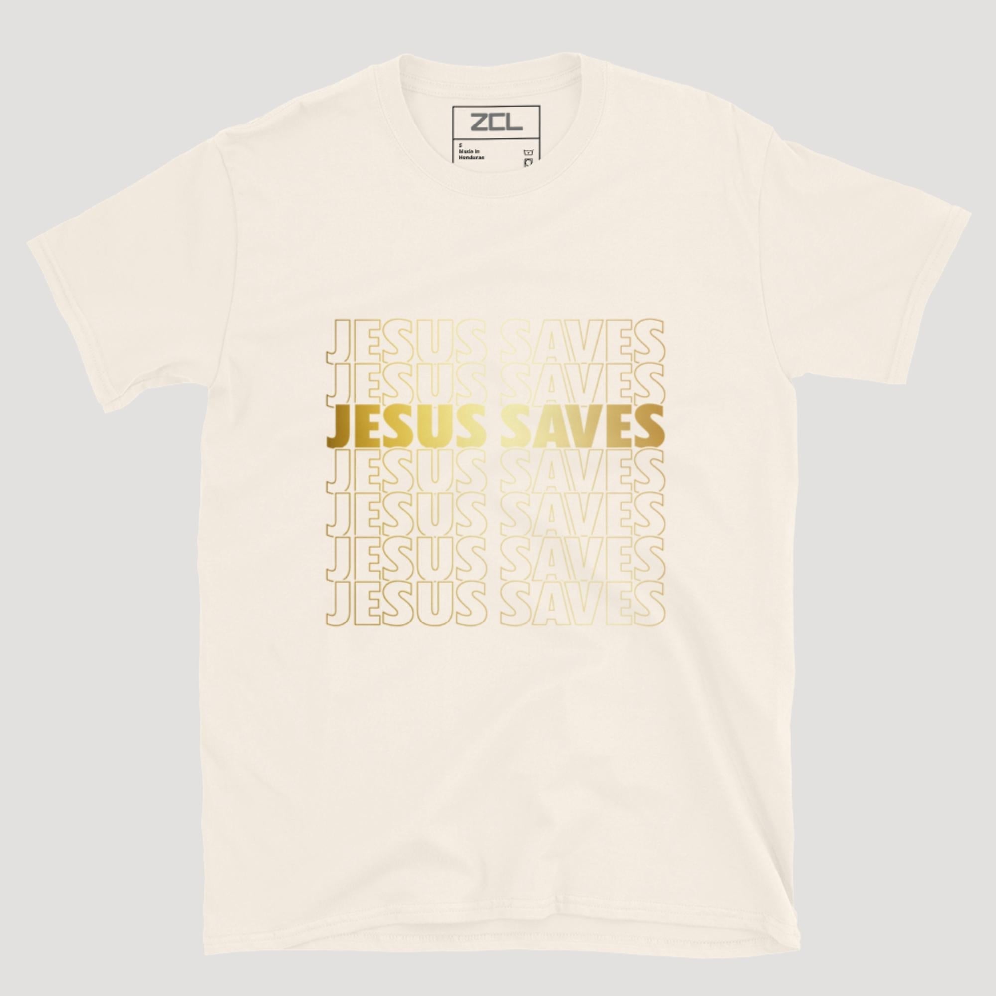 Jesus Saves Tee (Gold Logo)