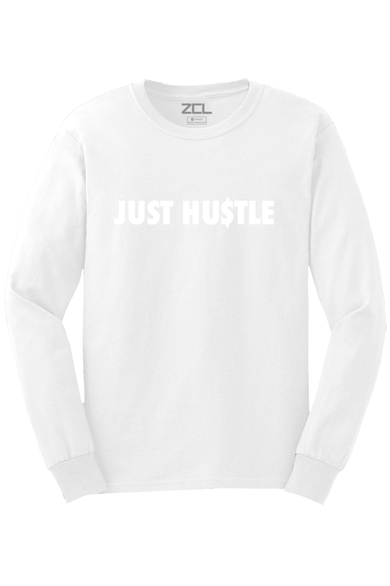 Just Hu$tle Long Sleeve Tee (White Logo)