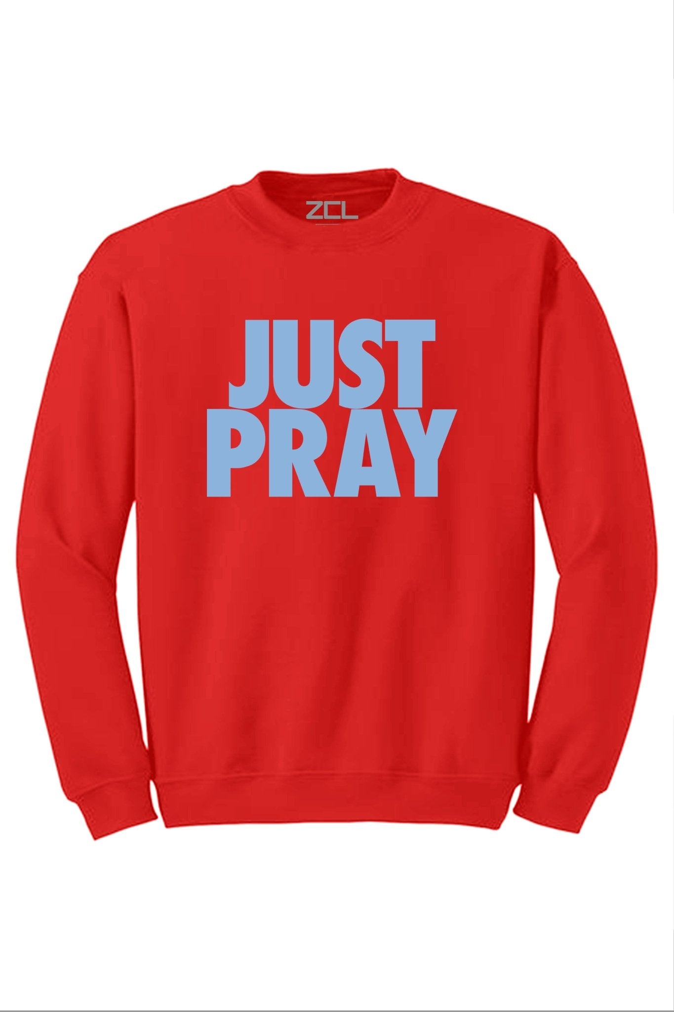 Just Pray Crewneck Sweatshirt (Powder Blue Logo)