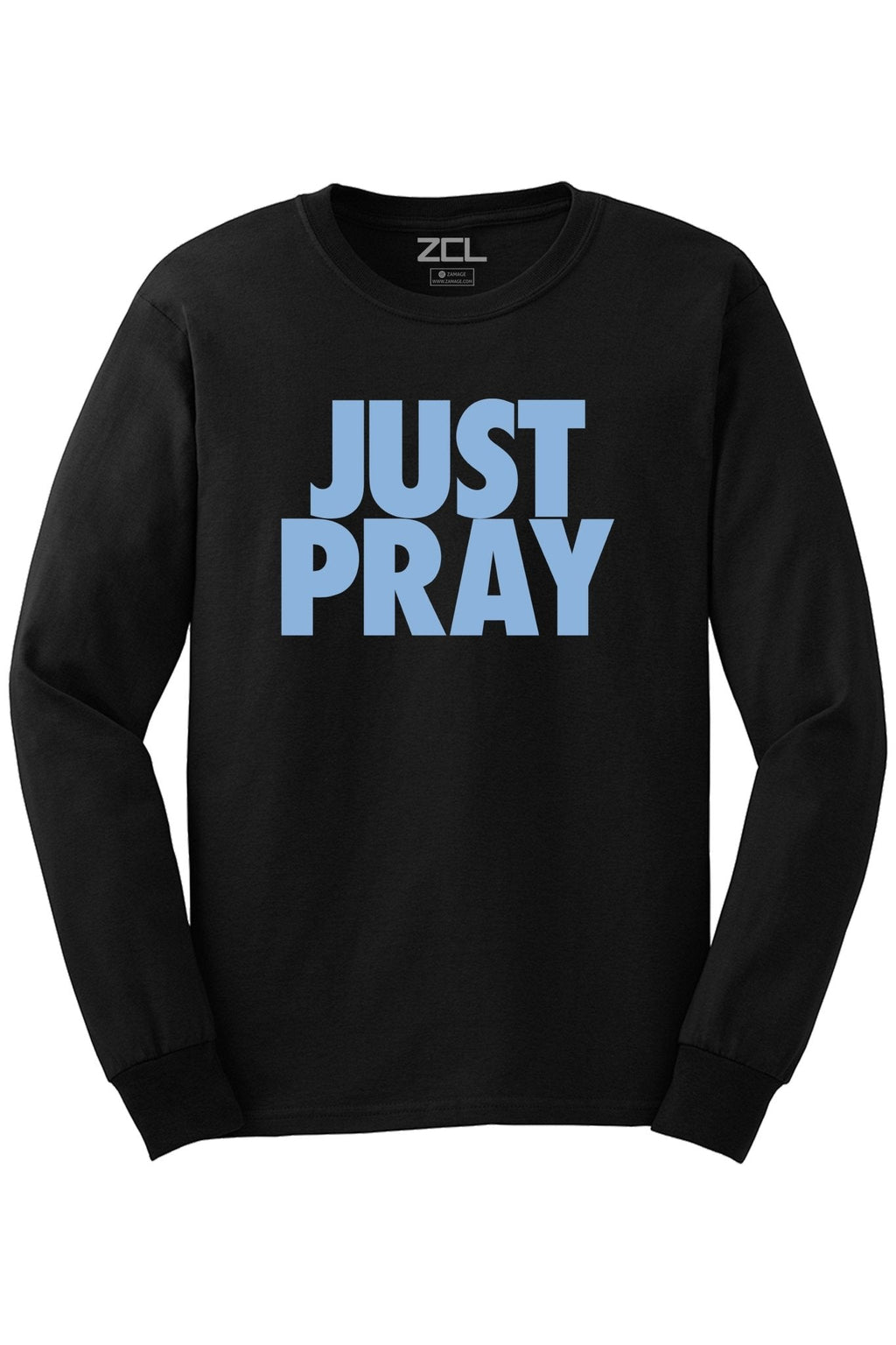 Just Pray Long Sleeve Tee (Powder Blue Logo)
