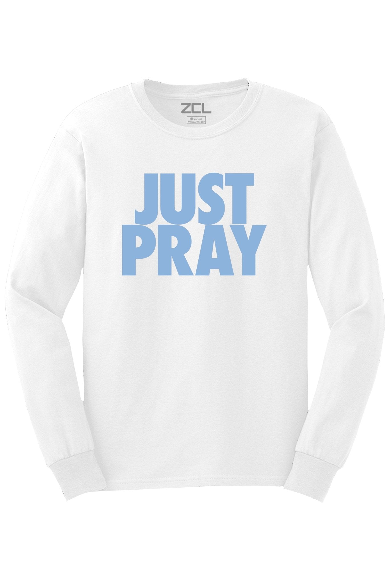 Just Pray Long Sleeve Tee (Powder Blue Logo)