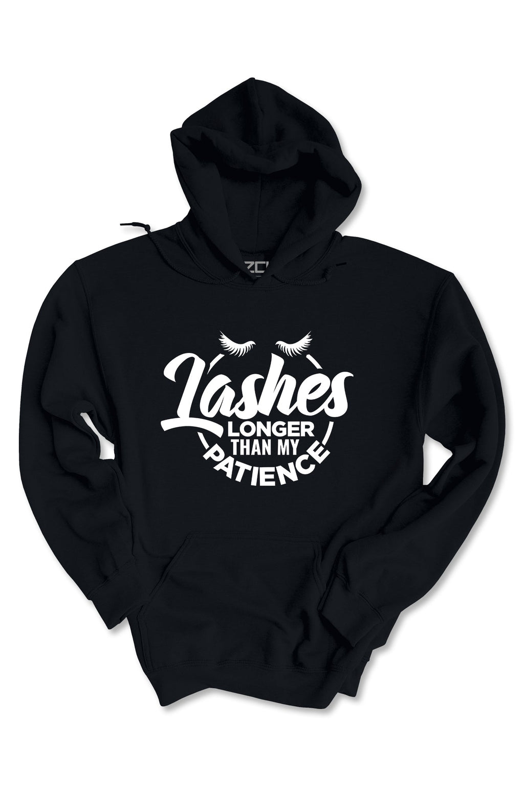 Lashes Longer Than My Patience Hoodie (White Logo)