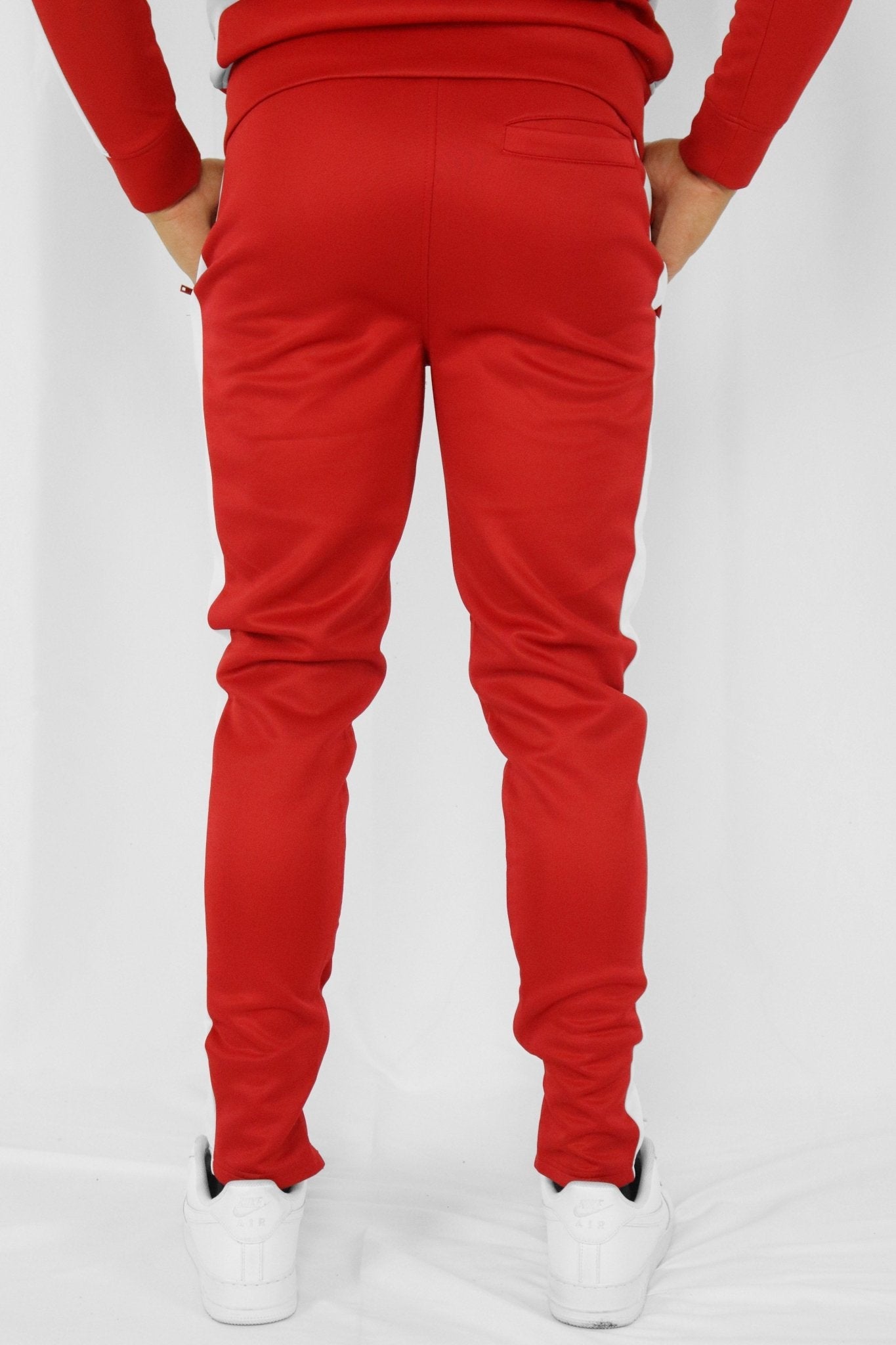 Outside Solid One Stripe Track Pants (Red - White) (100-401)