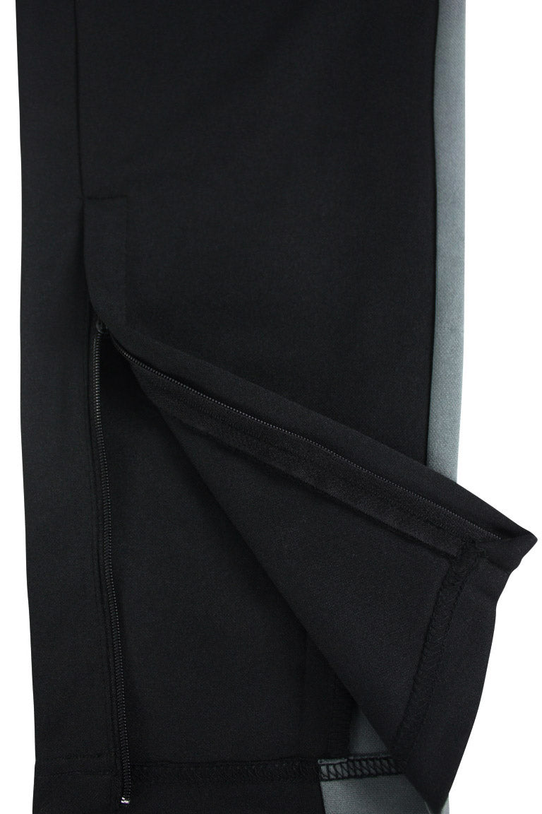 Premium Side Stripe Zip Pocket Track Pants (Black - Charcoal)