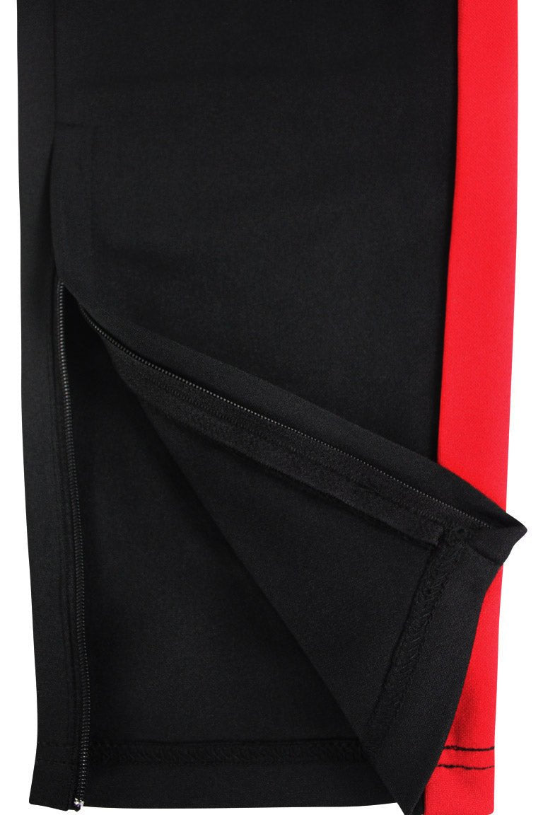 Premium Side Stripe Zip Pocket Track Pants (Black - Red)