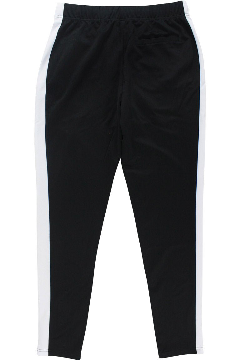 Premium Side Stripe Zip Pocket Track Pants (Black - White)