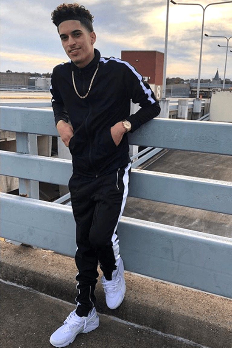 Premium Side Stripe Zip Pocket Track Pants (Black - White)