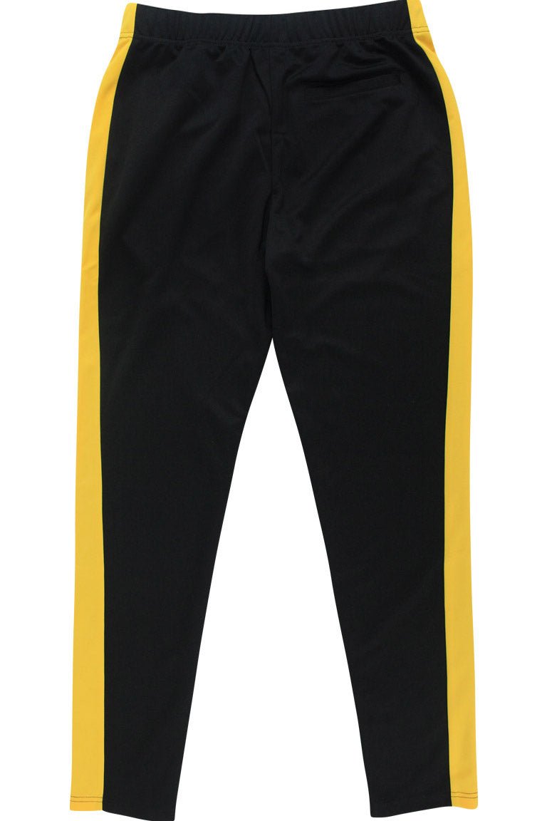 Premium Side Stripe Zip Pocket Track Pants (Black - Yellow)
