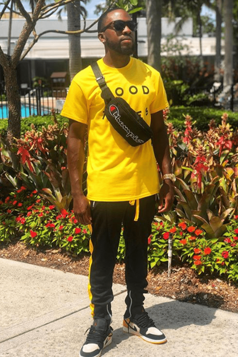 Premium Side Stripe Zip Pocket Track Pants (Black - Yellow)