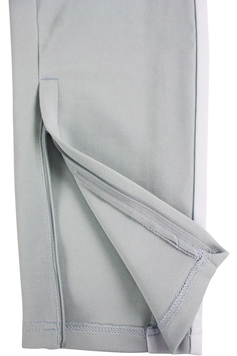 Premium Side Stripe Zip Pocket Track Pants (Grey - White)