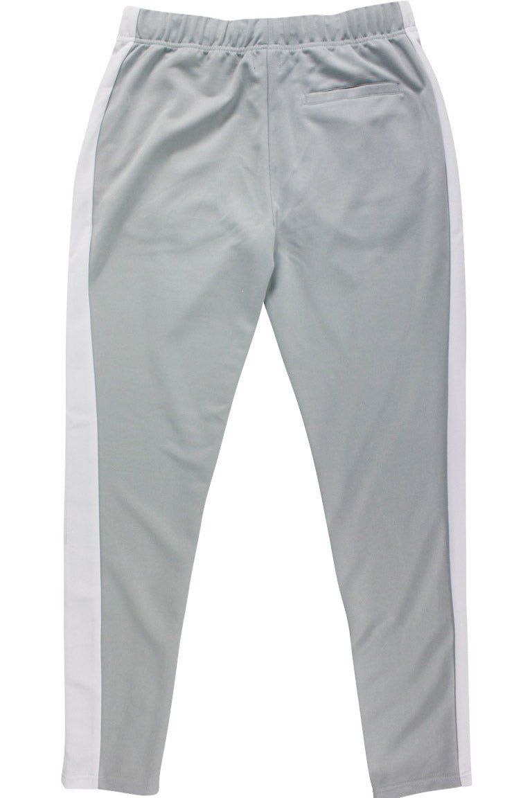 Premium Side Stripe Zip Pocket Track Pants (Grey - White)
