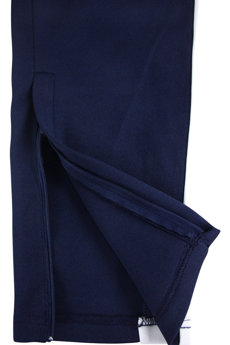 Premium Side Stripe Zip Pocket Track Pants (Navy-White)