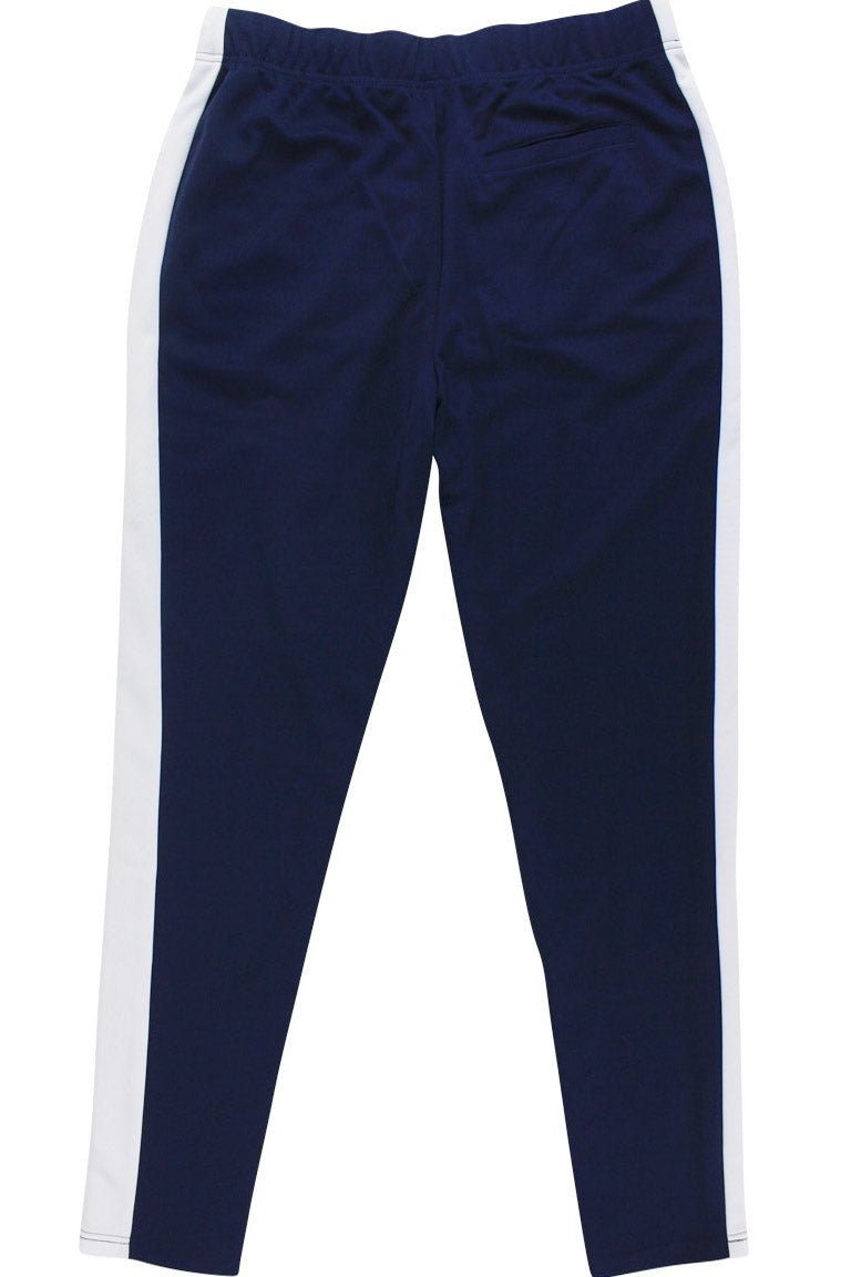 Premium Side Stripe Zip Pocket Track Pants (Navy-White)
