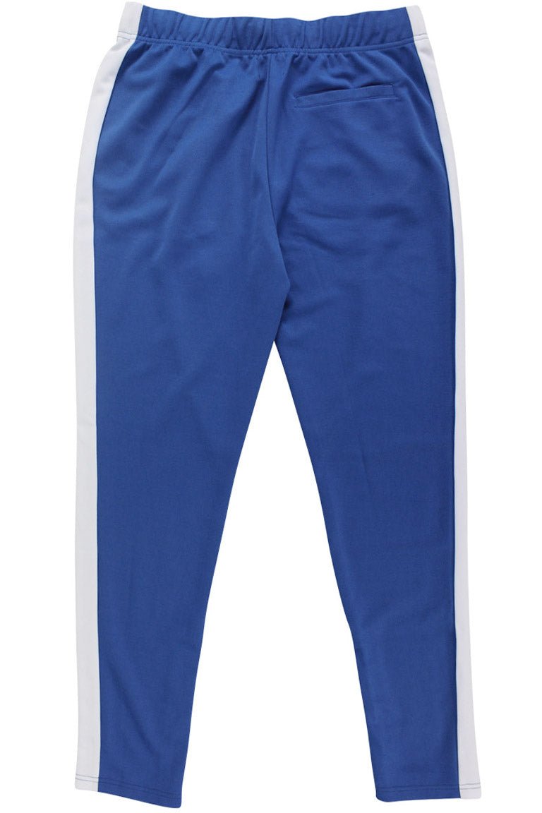 Premium Side Stripe Zip Pocket Track Pants (Royal Blue - White)