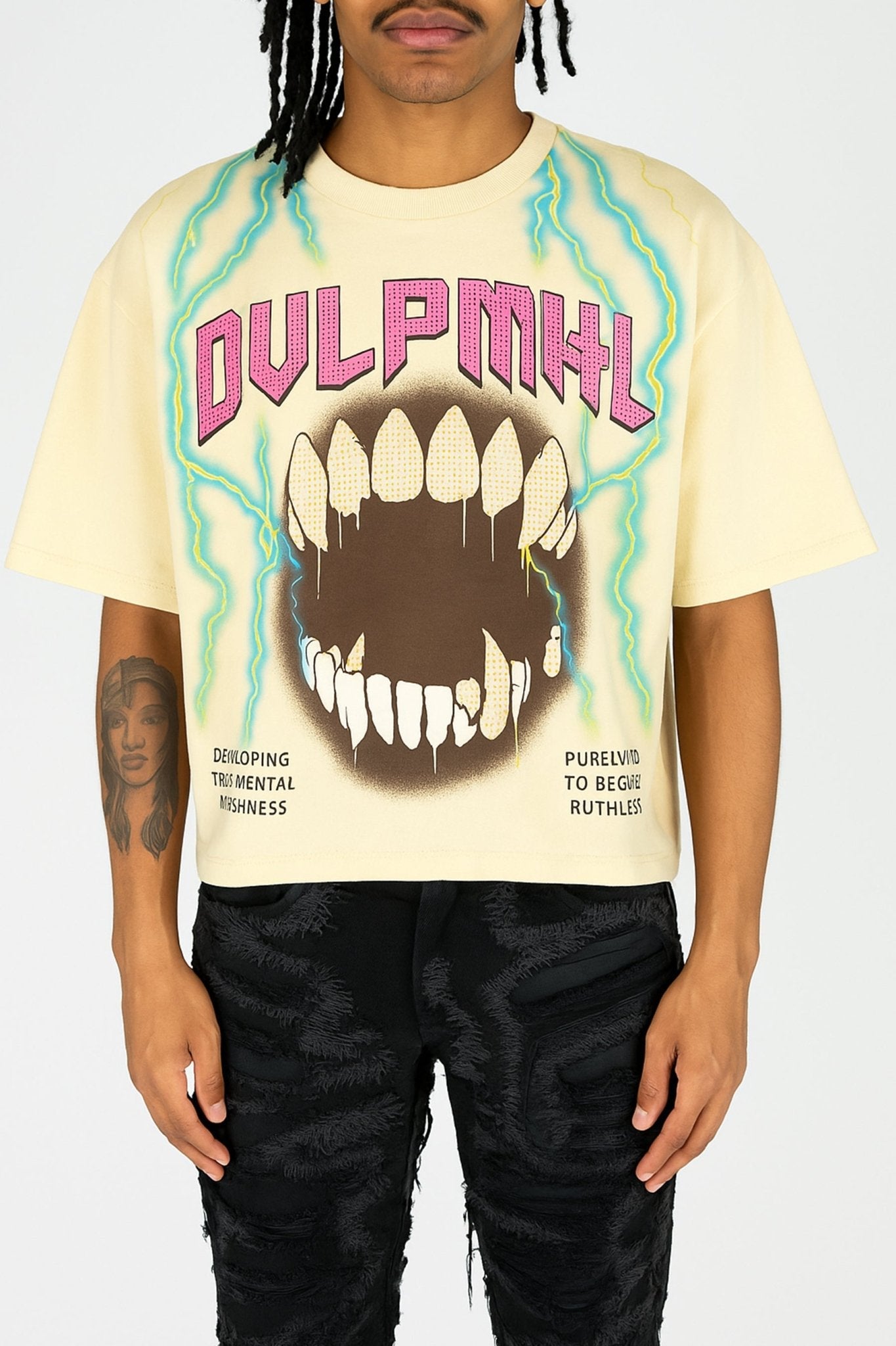 Rhinestone Grillz Tee Shirt (Cream)