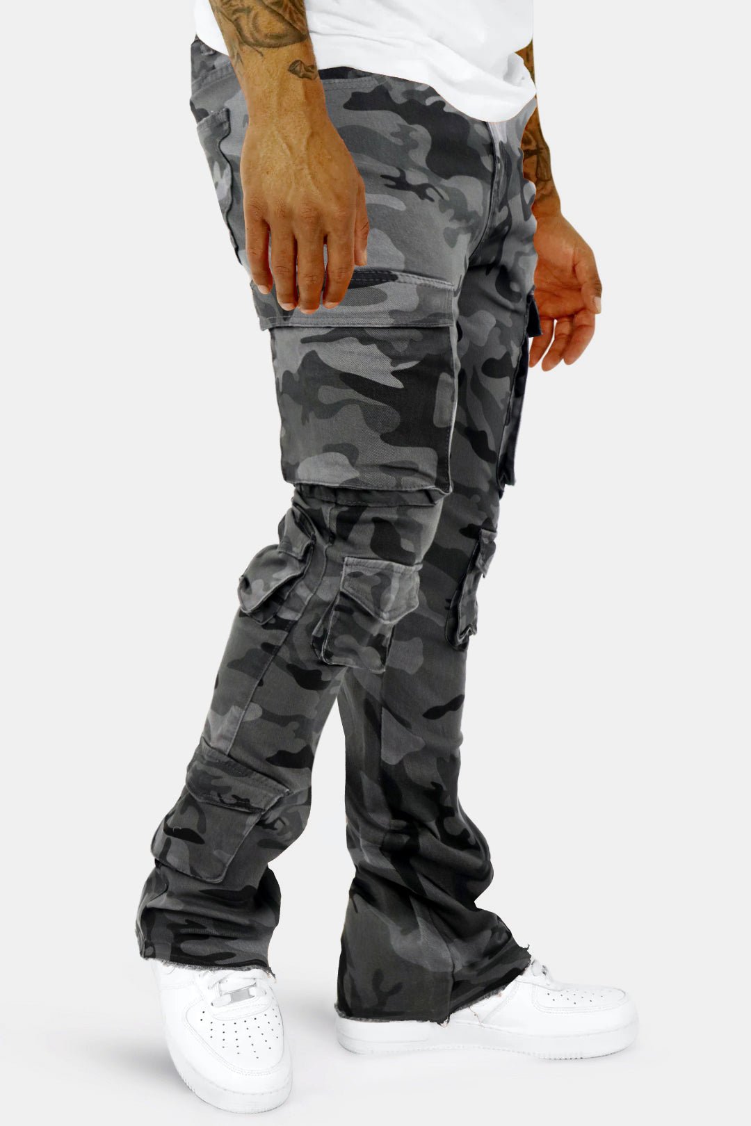 Vortex Cargo Stacked Denim (Black Camo)