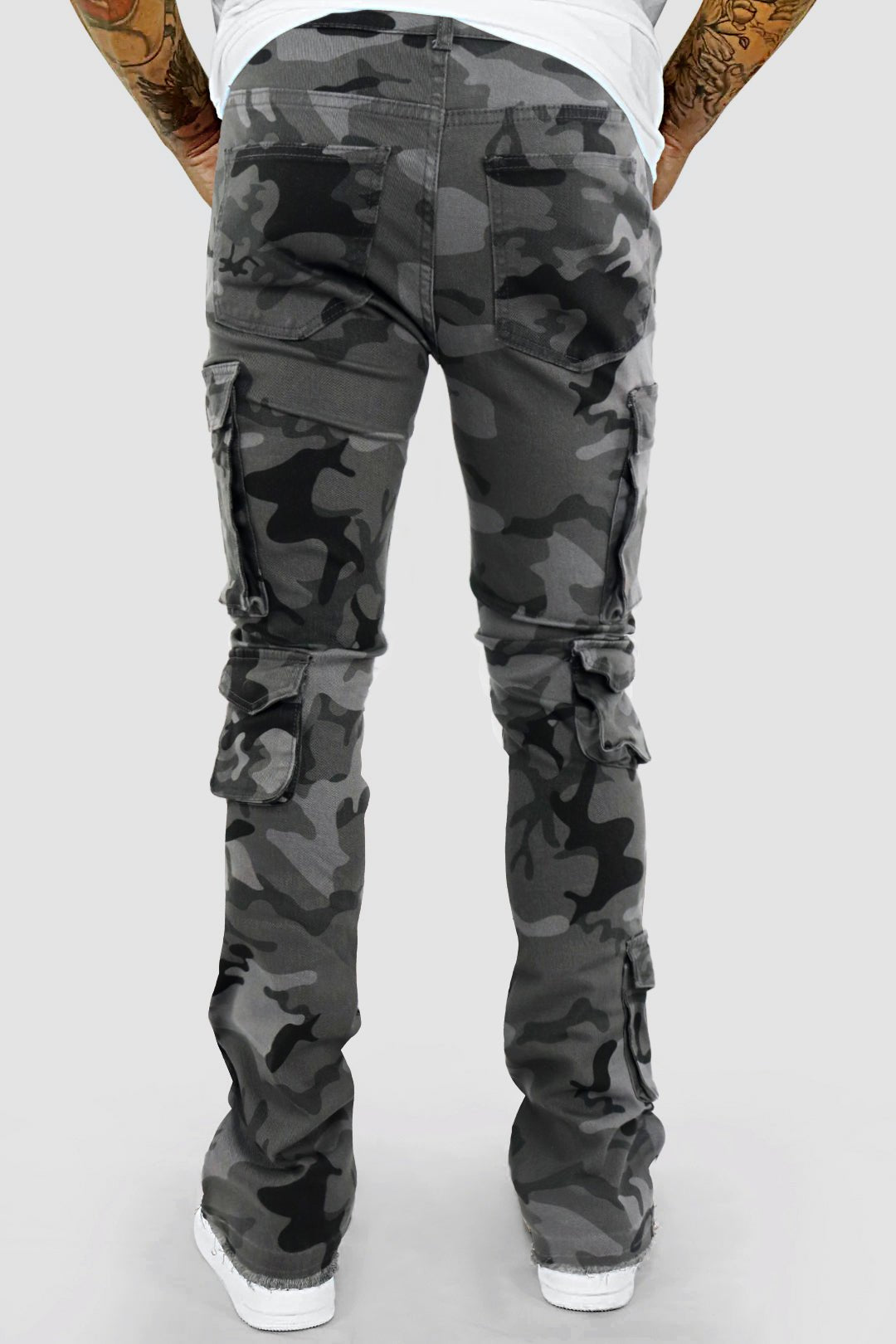 Vortex Cargo Stacked Denim (Black Camo)