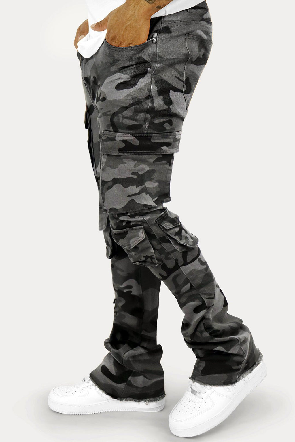 Vortex Cargo Stacked Denim (Black Camo)