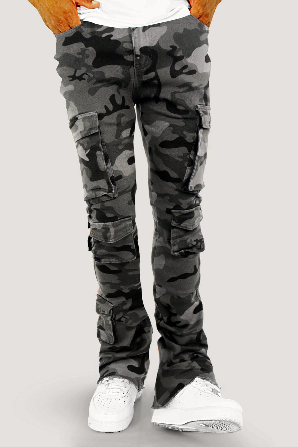 Vortex Cargo Stacked Denim (Black Camo)