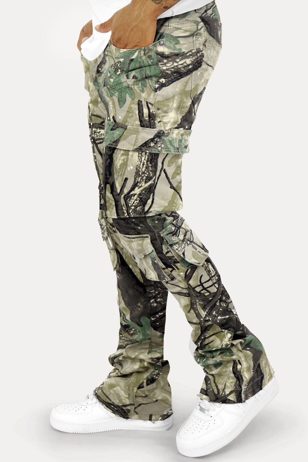 Vortex Cargo Stacked Denim (Woodland Camo)