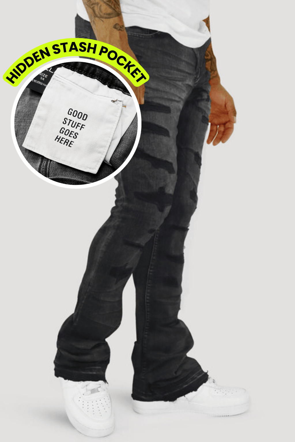 Vortex Stacked Denim (Black Bleach Wash)