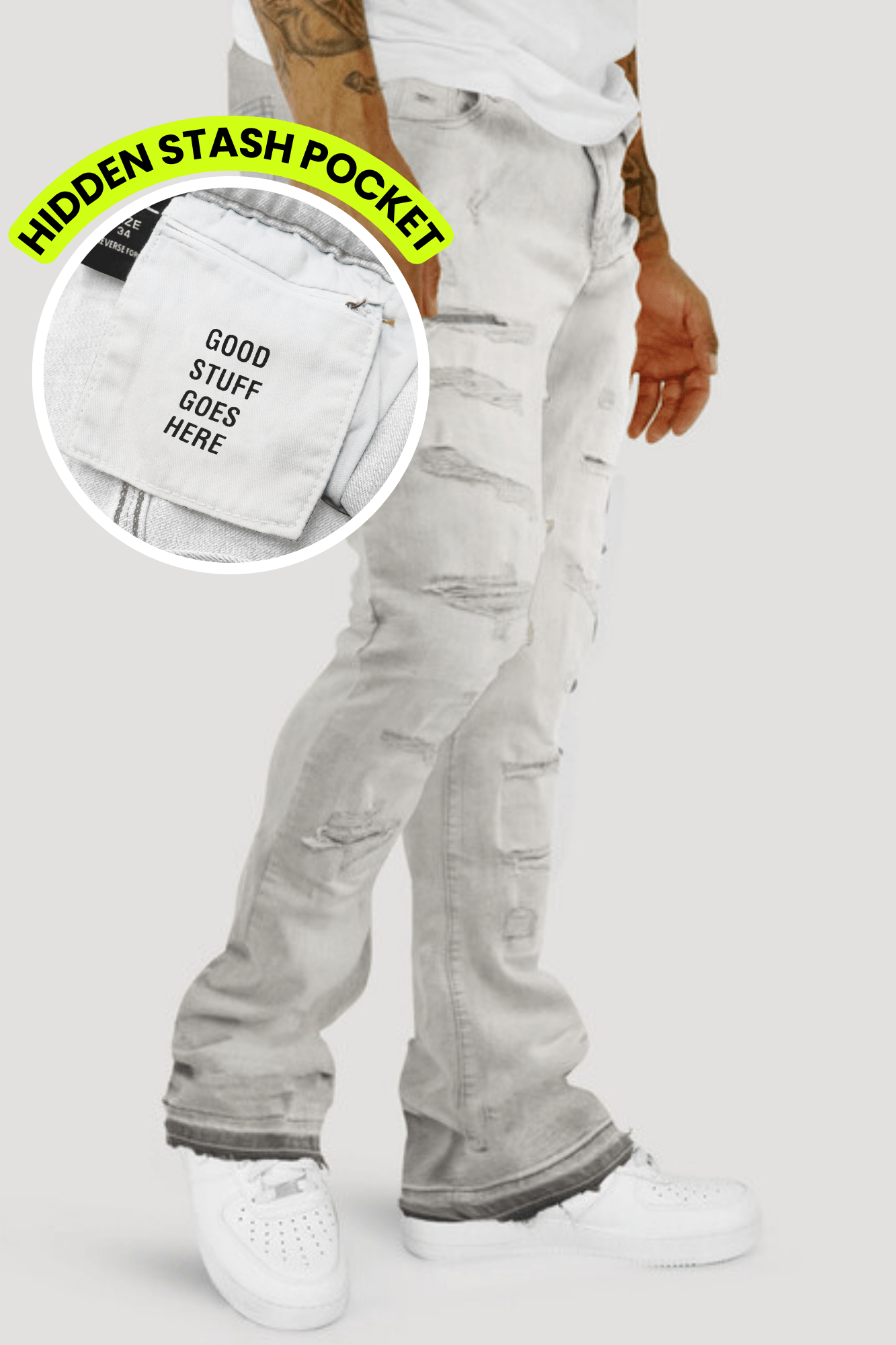 Vortex Stacked Denim (Grey Bleach Wash)