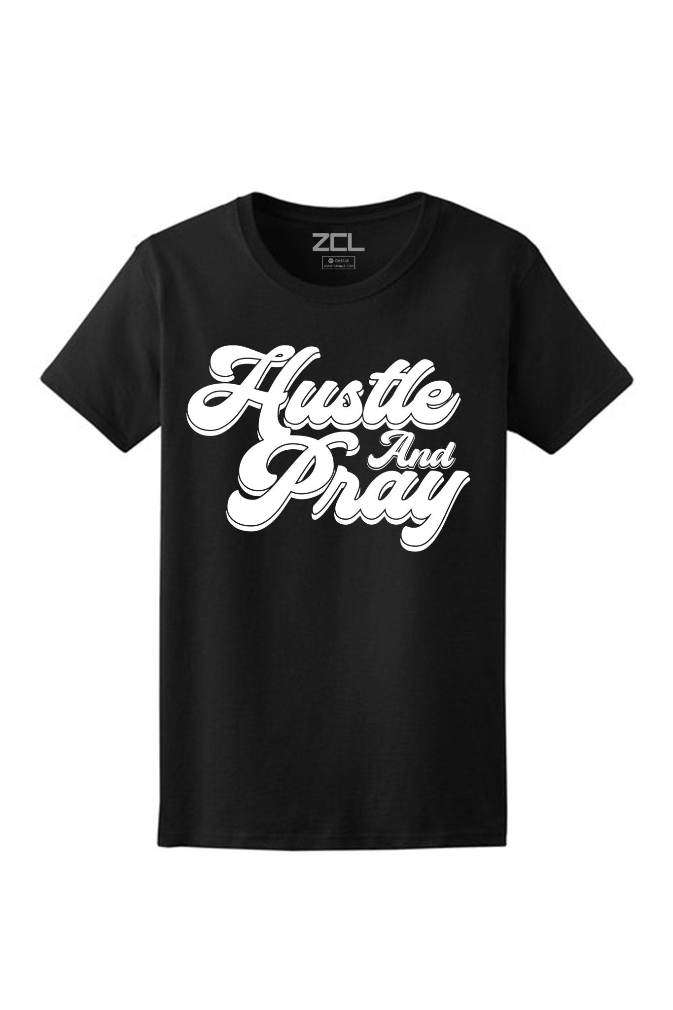 Women's Hustle And Pray Tee (White Logo)