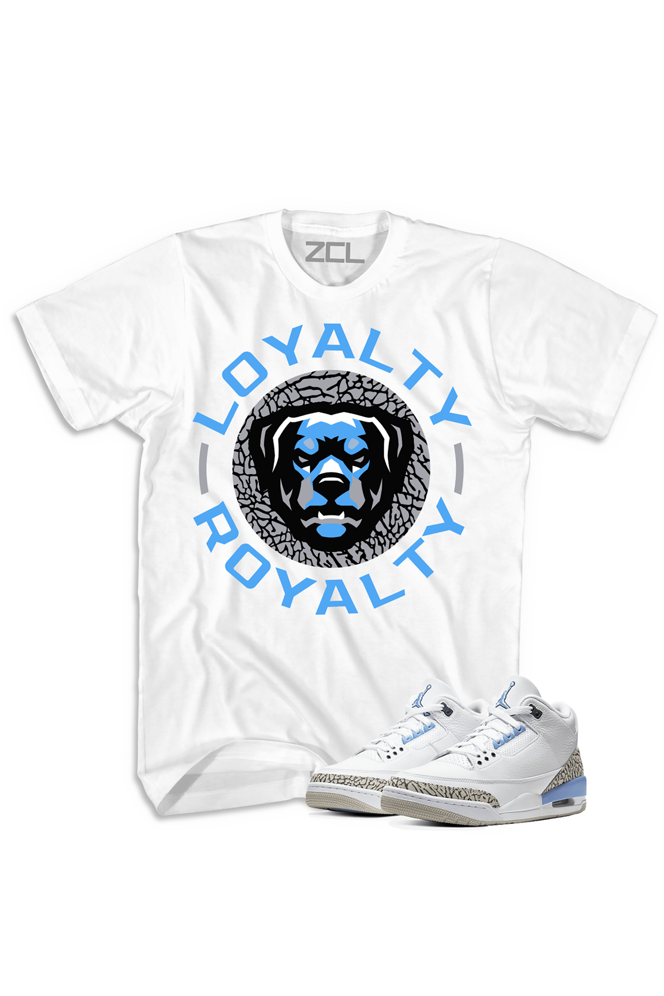 ZCL Loyalty-Royalty “UNCâ€?Jordan 3 HookUp Tee (White)